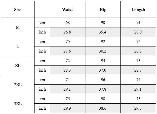 Size Guide for Techwear Distressed Wide-Leg Cargo Shorts