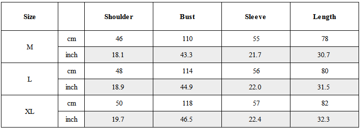 Size Guide for Japanese Asymmetric Ruffle Darkwear Shirt