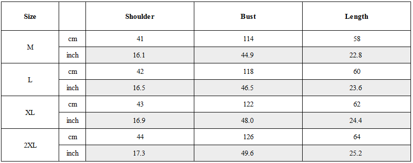 Size Guide for Functional Multi-Pocket Cargo Hooded Vest