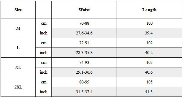 Size Guide for Techwear Street Style Cargo Pants