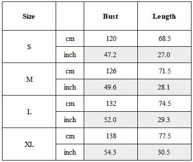 Size Guide for Windproof Warm Liner Techwear Jacket