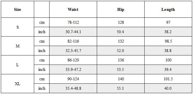 Size Guide for Dual-Zip Rapid-Deploy Techwear Pants
