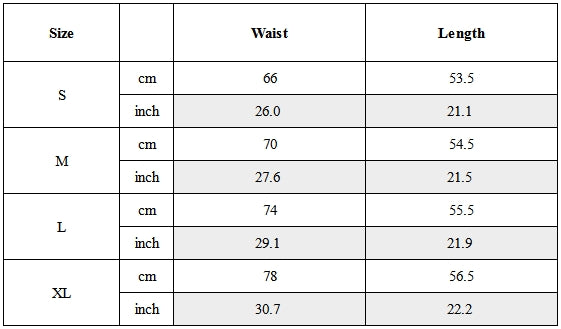Size Guide for Water-Repellent Tactical Utility Cargo Shorts