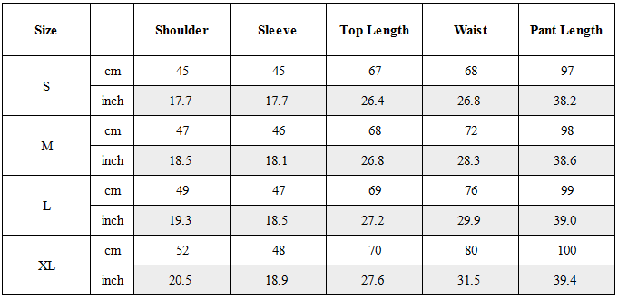 Size Guide for TW-041｜Post-Apocalyptic Wear Set Top / Bottom