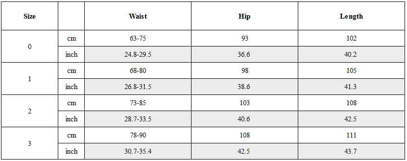 Size Guide for Pleated Cargo Flare Pants