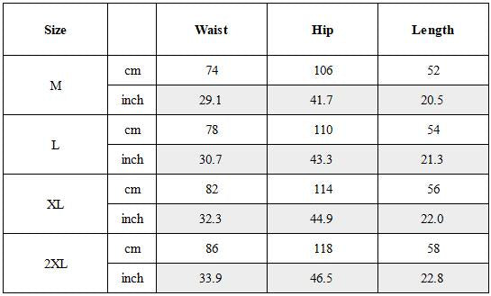 Size Guide for Streetwear Black Techwear Loose Cargo Shorts