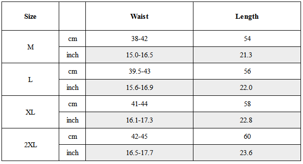 Size Guide for Streetwear Ribbon Multi-Pocket Cargo Shorts