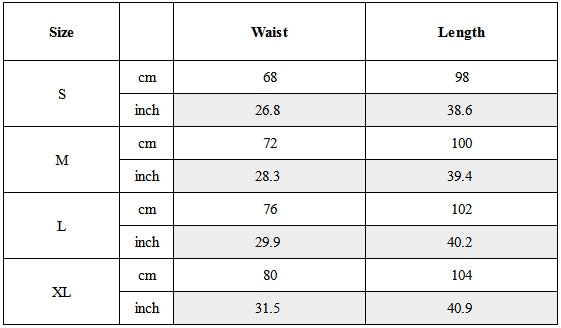 Size Guide for Dual-Zip Transformable Tactical Carrot Pants