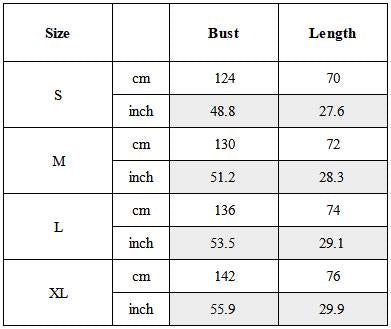 Size Guide for Four-Layer Waterproof Hard-Shell Jacket