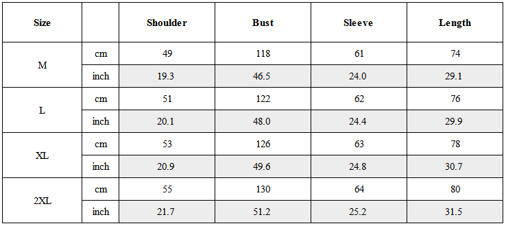Size Guide for Techwear Asymmetric Layered Longline Shirt