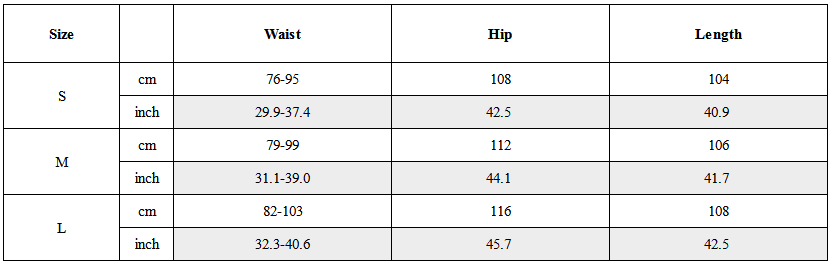 Size Guide for Ripple Spliced Washed Jeans