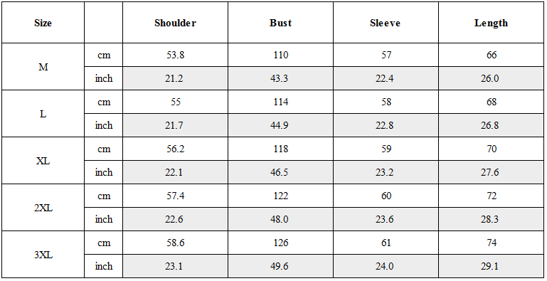Size Guide for Tactical Multi-Pocket Mask Hoodie