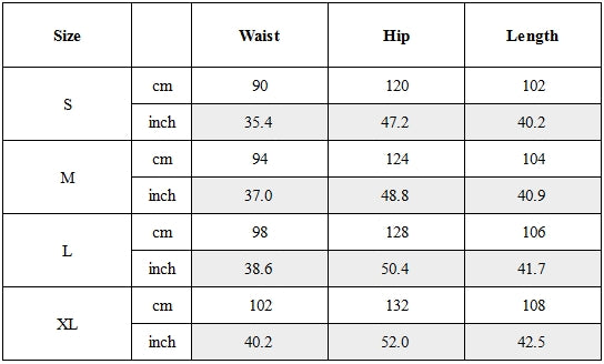 Size Guide for Multi-Pocket Zip Techwear Pants