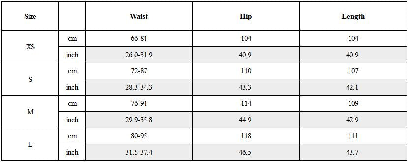 Size Guide for Leopard Panel Camo Cargo