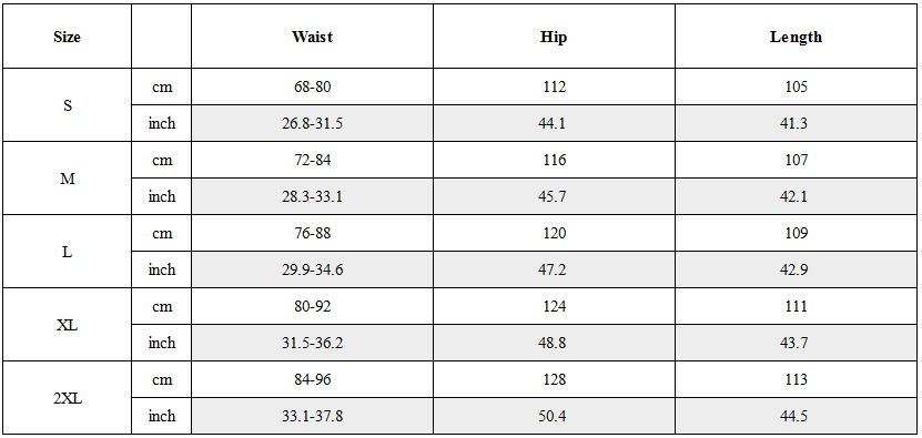 Size Guide for Stitch Seam Oversized Sweatpants