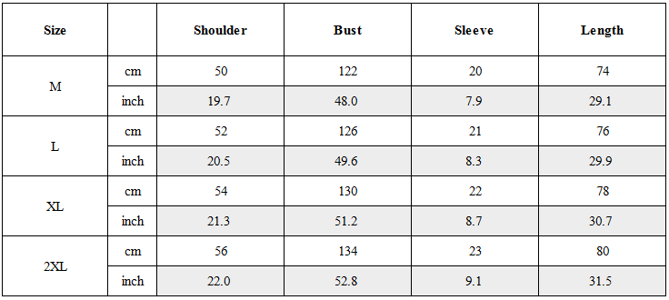 Size Guide for Tactical Cape Overlay Techwear T-Shirt