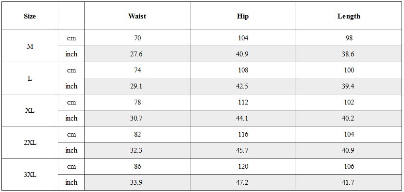 Size Guide for Functional Tactical Outdoor Cargo Pants