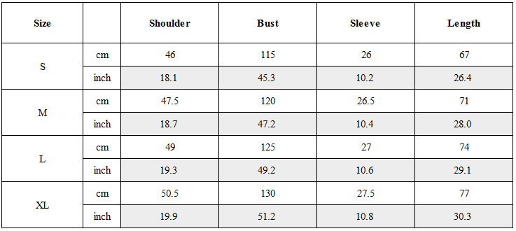 Size Guide for Bird-Loop Adjustable Button Back T-Shirt