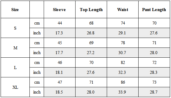 Size Guide for TW-020｜Post-Apocalyptic Wear Set Top / Bottom