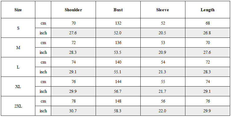 Size Guide for Contrast Panel Badge Graphic Hooded Jacket