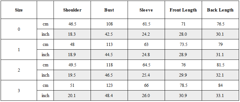 Size Guide for Asymmetric Drape Panel Ramie-Blend Shirt