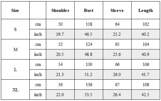 Size Guide for Wasteland Deconstructed Asymmetric Distressed Mid-Length Thick Puffer Jacket