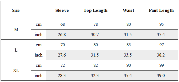 Size Guide for TW-075｜Post-Apocalyptic Wear Set Top / Bottom