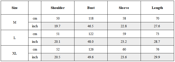 Size Guide for Japanese Vintage Scarf Collar Long-Sleeve Shirt