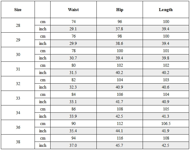 Size Guide for Techwear Paratrooper Cuffed Pants