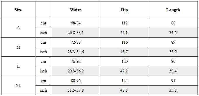 Size Guide for Dual-Zip Water-Repellent Lightweight Techwear Cropped Pants