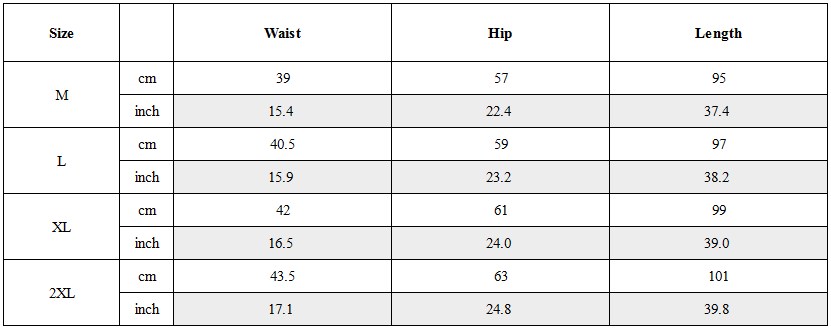 Size Guide for Techwear Street Style Cargo Black Pants