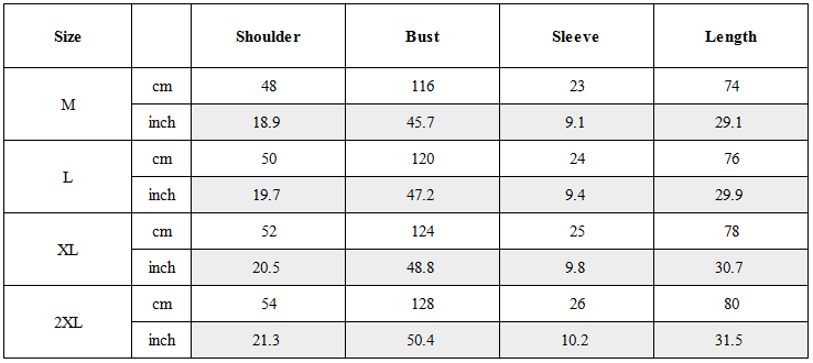 Size Guide for Techwear Patchwork Zipper T-Shirt