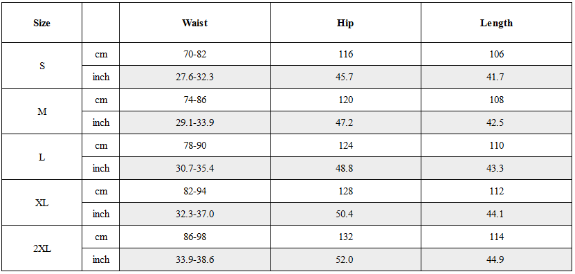 Size Guide for Modern Deconstructed Double-Knee Rivet Pants