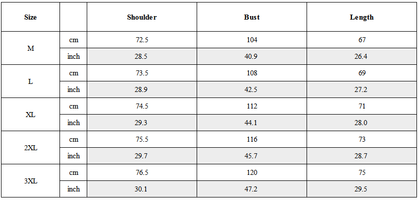 Size Guide for Techwear Reflective Hooded Jacket