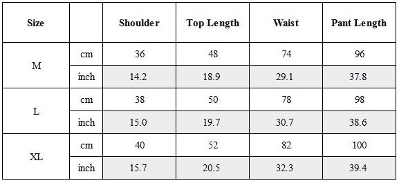 Size Guide for TW-079｜Post-Apocalyptic Wear Set Top / Bottom