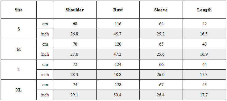 Size Guide for Post-Apocalyptic Wear Angora Red Boxing Jacket