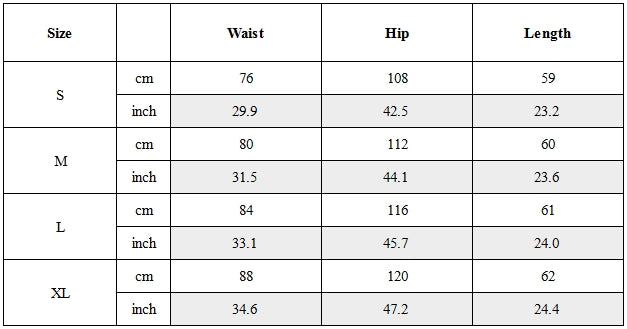 Size Guide for Post-Apocalyptic Wasteland Distressed Cargo Shorts