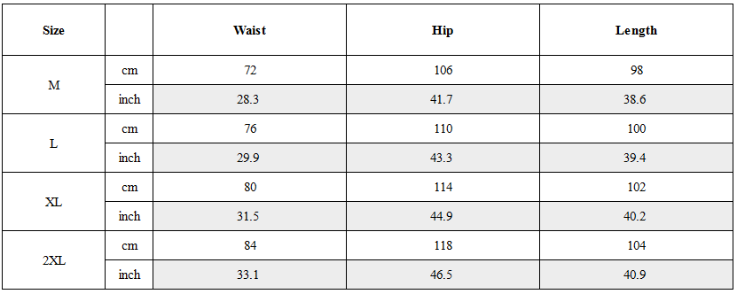 Size Guide for Functional Multi-Pocket Techwear Cargo Pants