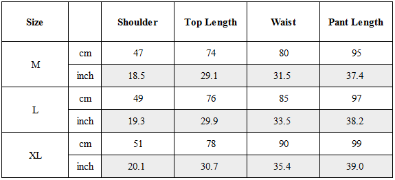 Size Guide for TW-071｜Post-Apocalyptic Wear Set Top / Bottom