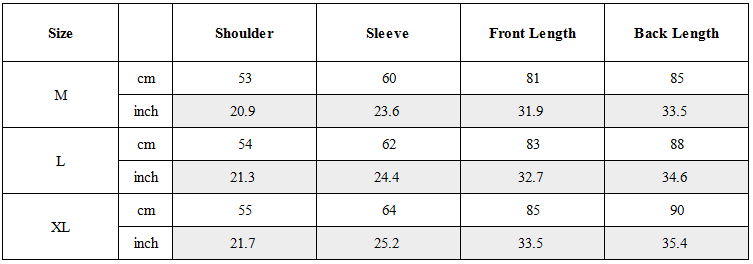 Size Guide for Japanese-Style Mid-Length Unisex Linen Cardigan