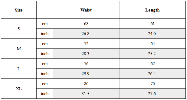 Size Guide for Modern Japanese Wide Leg Pleated Shorts