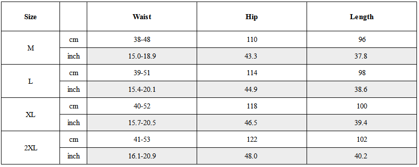 Size Guide for Streetwear Loose Large-Pocket Cargo Pants