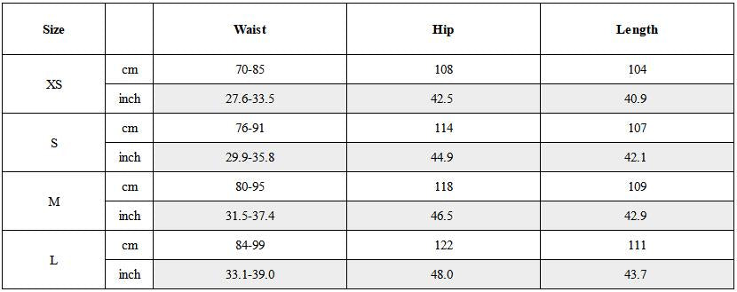 Size Guide for Double Waistband Detachable Back Flap Oversized Sweatpants Black