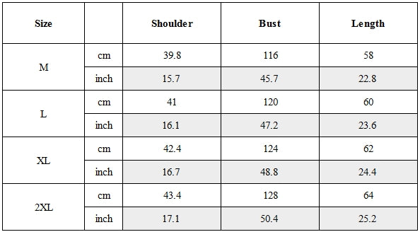 Size Guide for Functional Multi-pocket Men's Outdoor Tactical Vest