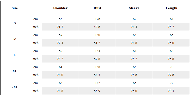 Size Guide for Contrast Piped Track Jacket
