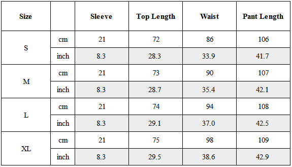 Size Guide for TW-009｜Post-Apocalyptic Wear Set Top / Bottom