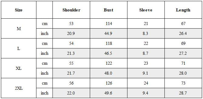 Size Guide for Street Wasteland-style Distressed Patchwork T-Shirt