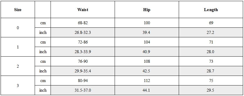 Size Guide for Pleated Button-Fly Shorts