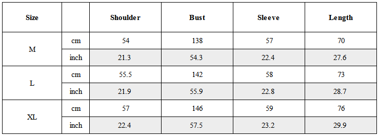 Size Guide for Minimalist Japanese Zen Kimono Cardigan Jacket