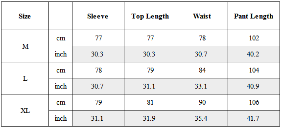 Size Guide for TW-088｜Post-Apocalyptic Wear Set Top / Bottom